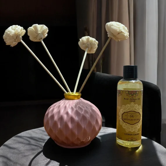 Imperium Lemongrass Reed Diffuser Set (Ceramic with Golden Brass Neck)