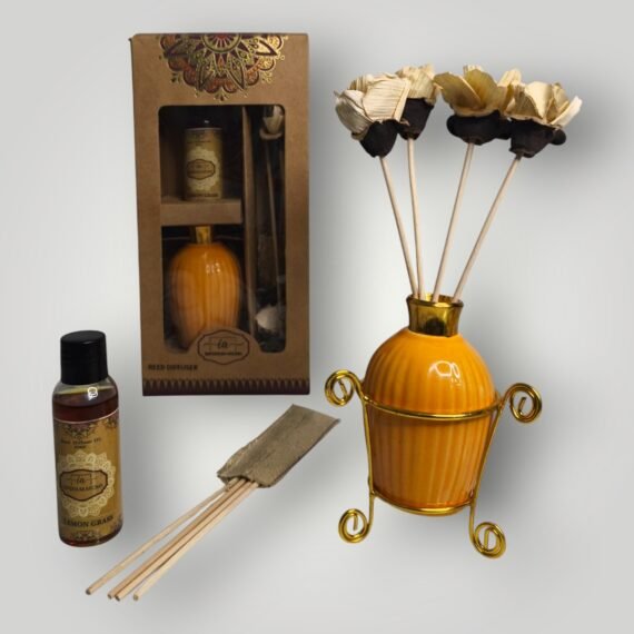 Imperium Aroma Lemongrass Reed Diffuser Set (Ceramic with Golden Brass neck)