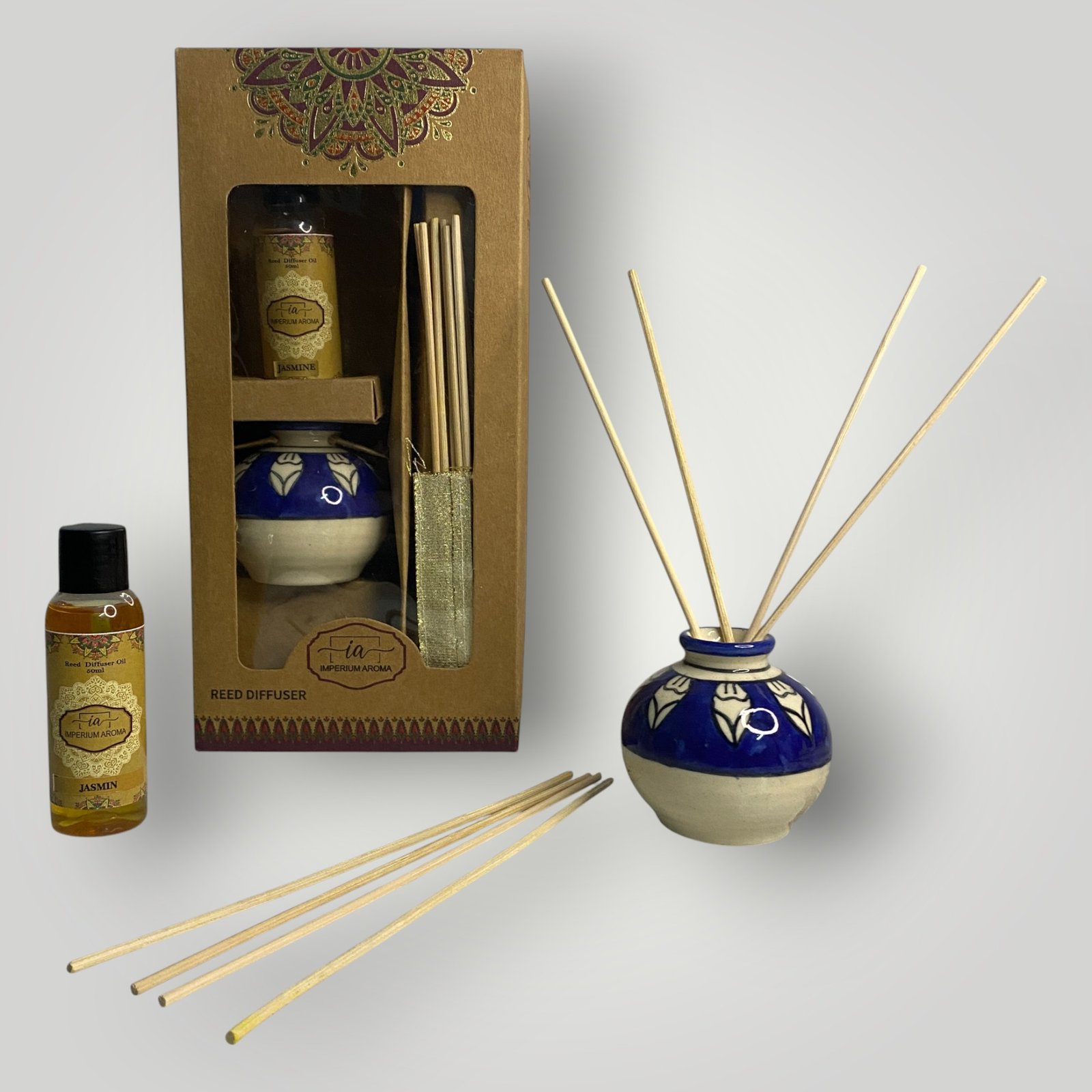 Imperium Aroma Jasmine Reed Diffuser Set (Hand Painted) - Image 5