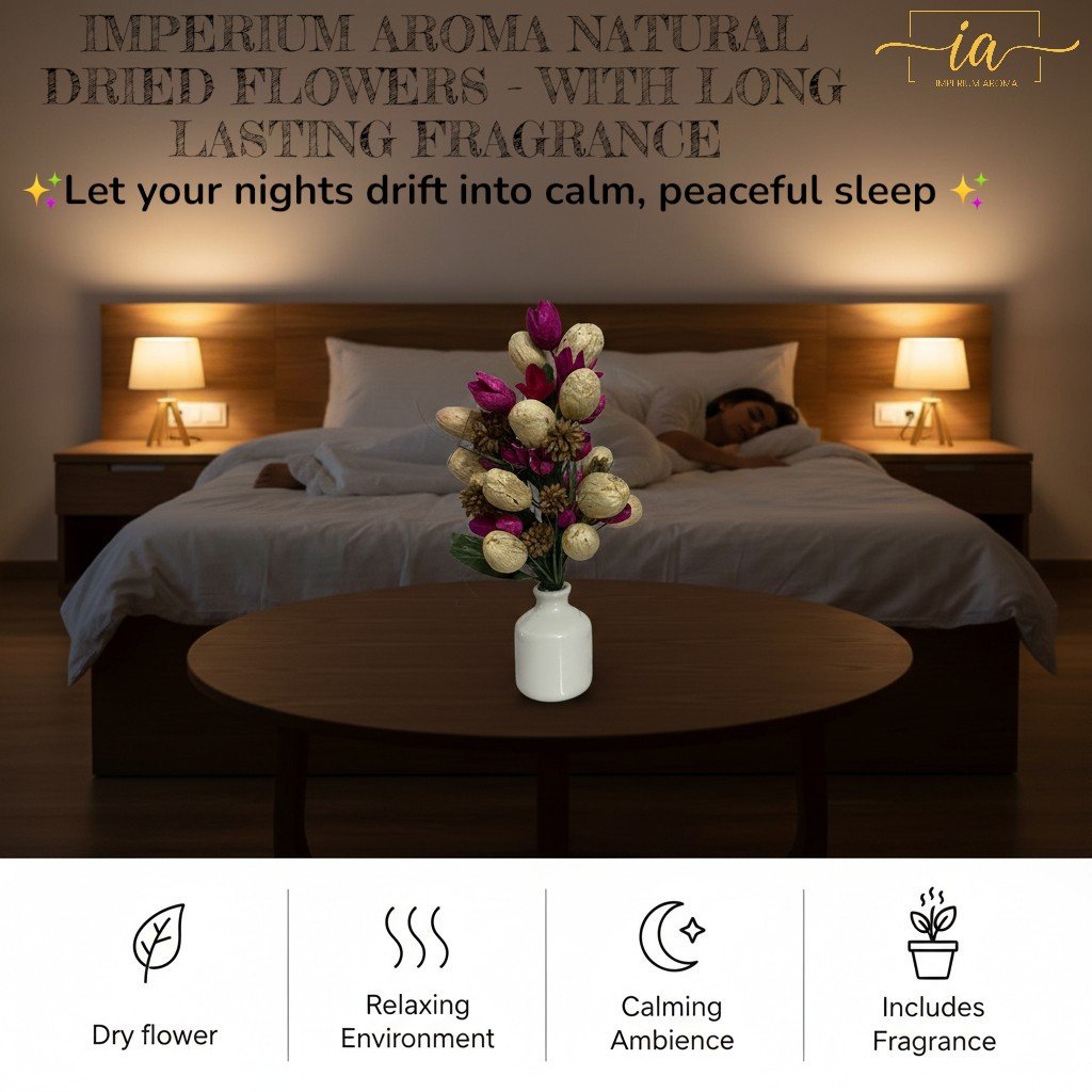 Imperium Aroma Handmade Natural Dried Flower Bouquet with Vase & 15 ml Vanilla Fragrance Spray - Image 5