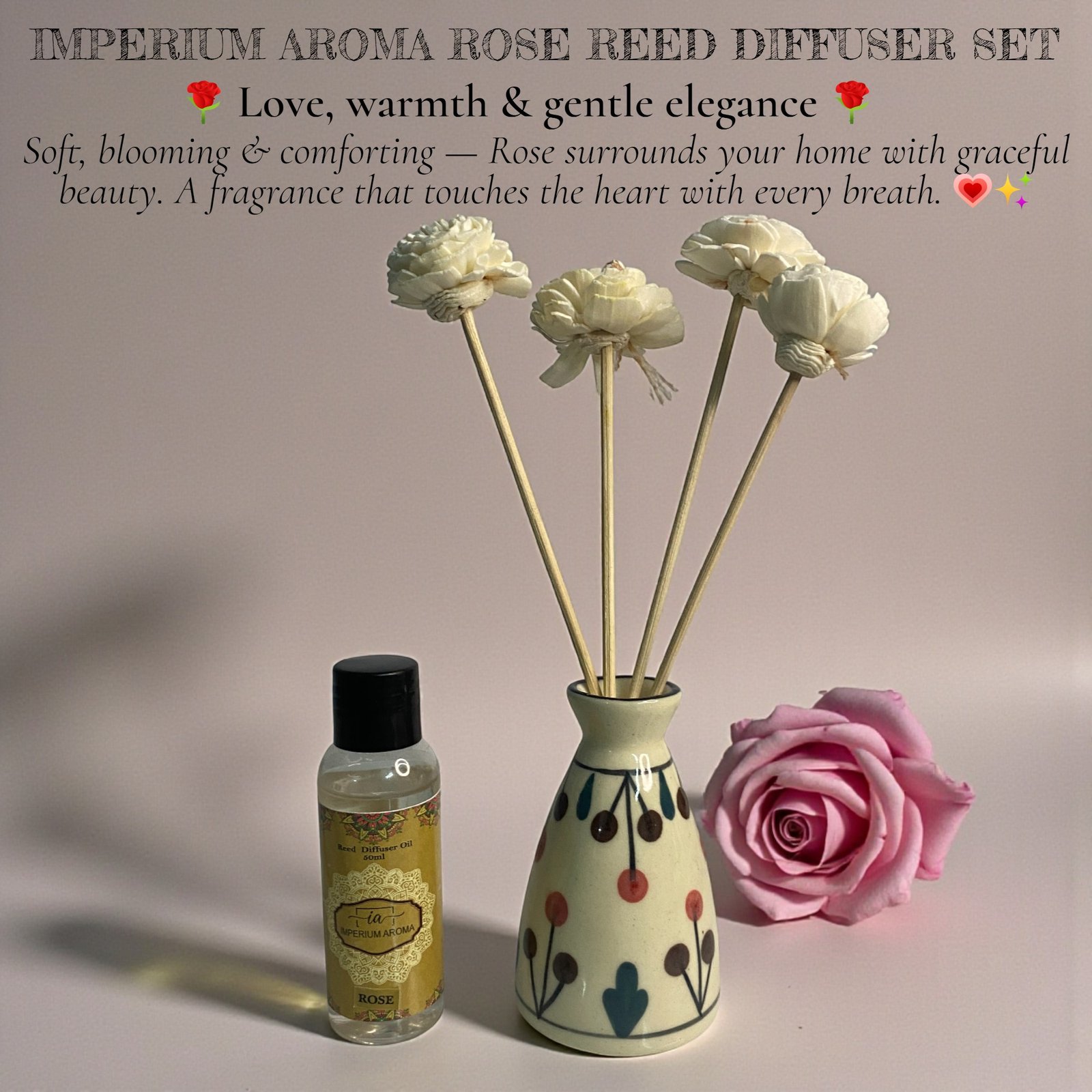 Imperium Aroma Rose Reed Diffuser Gift Set - Image 2
