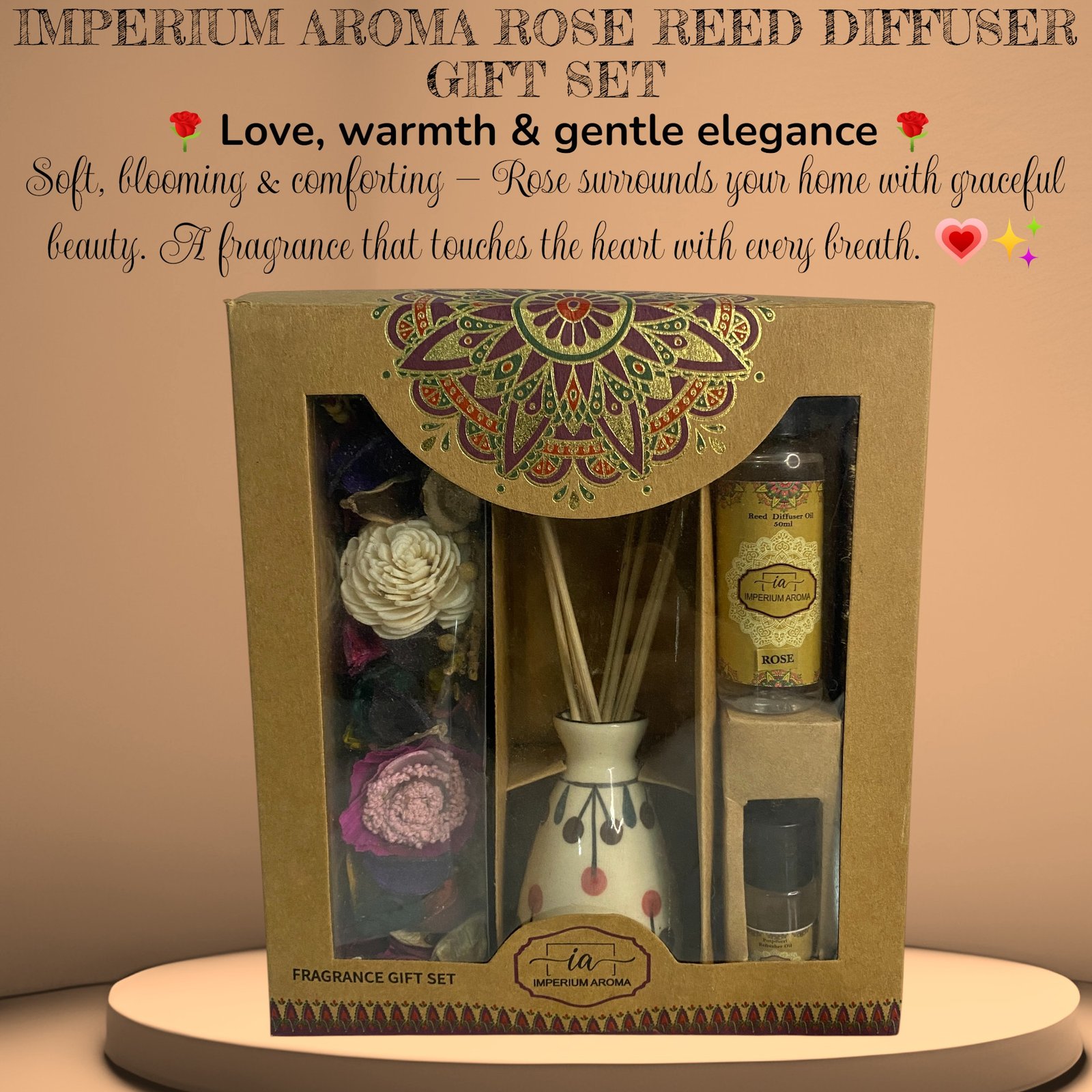 Imperium Aroma Rose Reed Diffuser Gift Set - Image 6