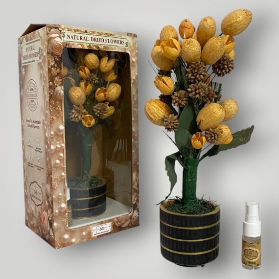 Imperium Aroma Handmade Natural Dried Flower Bouquet with Vase & 15 ml Rose Fragrance Spray