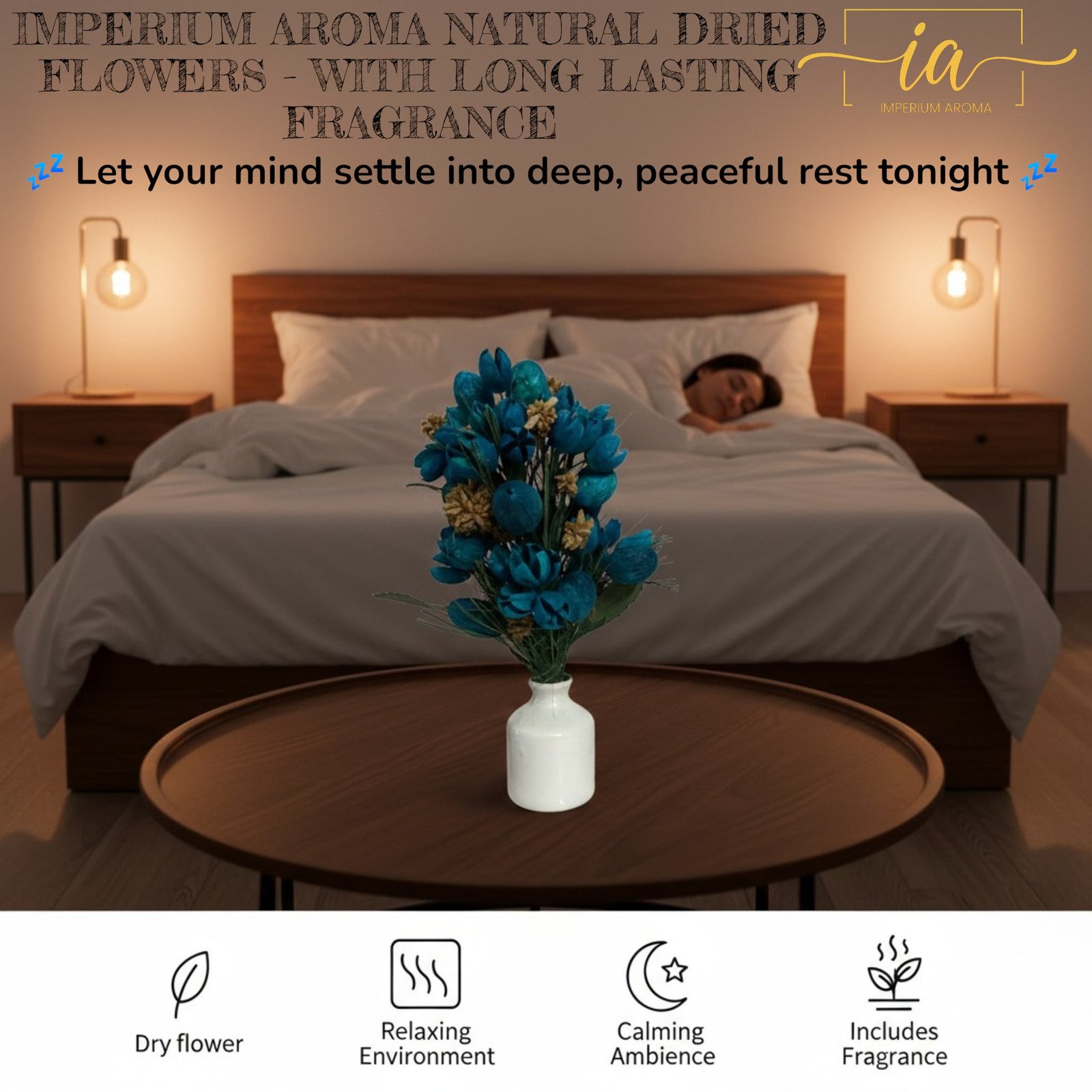 Imperium Aroma Handmade Natural Dried Flower Bouquet with Vase & 15 ml Vanilla Fragrance Spray - Image 5